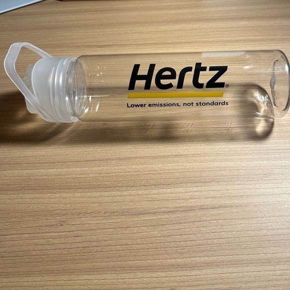 Drink Logic Brand HERTZ Water Bottle Clear With Flip Top and Measurements - Picture 3 of 6